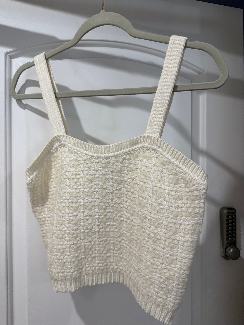Maje Cream Textured Knit Square Neck Camisole